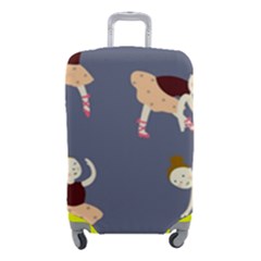 Cute  Pattern With  Dancing Ballerinas On The Blue Background Luggage Cover (Small)