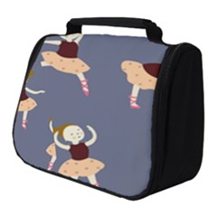 Cute  Pattern With  Dancing Ballerinas On The Blue Background Full Print Travel Pouch (Small)