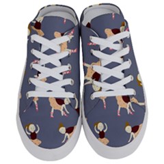 Cute  Pattern With  Dancing Ballerinas On The Blue Background Half Slippers