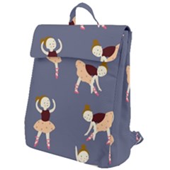 Cute  Pattern With  Dancing Ballerinas On The Blue Background Flap Top Backpack