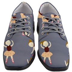 Cute  Pattern With  Dancing Ballerinas On The Blue Background Women Heeled Oxford Shoes