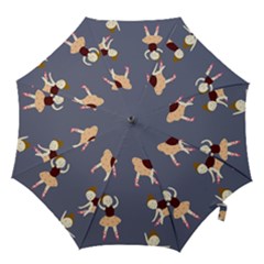 Cute  Pattern With  Dancing Ballerinas On The Blue Background Hook Handle Umbrellas (medium)