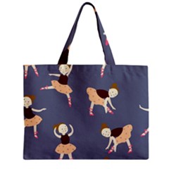 Cute  Pattern With  Dancing Ballerinas On The Blue Background Zipper Mini Tote Bag