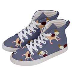 Cute  Pattern With  Dancing Ballerinas On The Blue Background Women s Hi-top Skate Sneakers by EvgeniiaBychkova