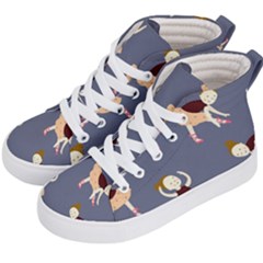 Cute  Pattern With  Dancing Ballerinas On The Blue Background Kids  Hi-top Skate Sneakers by EvgeniiaBychkova