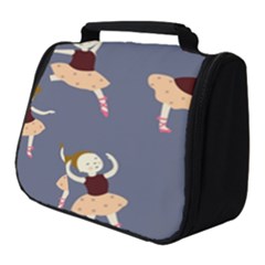 Cute  Pattern With  Dancing Ballerinas On The Blue Background Full Print Travel Pouch (small) by EvgeniiaBychkova