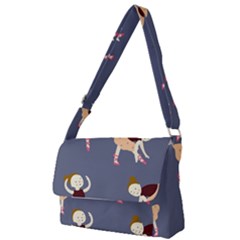 Cute  Pattern With  Dancing Ballerinas On The Blue Background Full Print Messenger Bag (s) by EvgeniiaBychkova