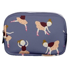 Cute  Pattern With  Dancing Ballerinas On The Blue Background Make Up Pouch (small) by EvgeniiaBychkova