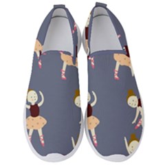 Cute  Pattern With  Dancing Ballerinas On The Blue Background Men s Slip On Sneakers by EvgeniiaBychkova