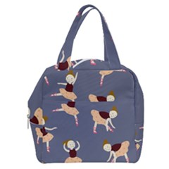 Cute  Pattern With  Dancing Ballerinas On The Blue Background Boxy Hand Bag by EvgeniiaBychkova