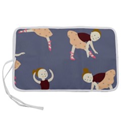 Cute  Pattern With  Dancing Ballerinas On The Blue Background Pen Storage Case (m) by EvgeniiaBychkova