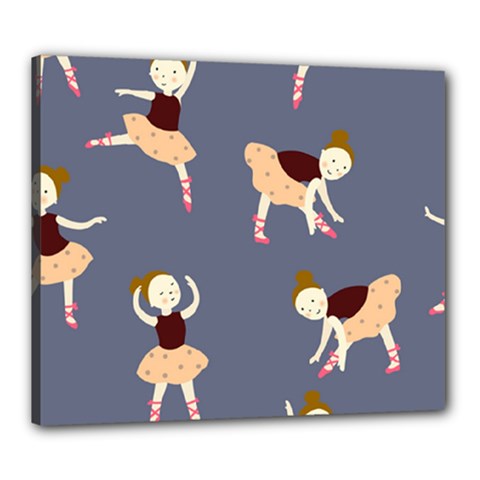 Cute  Pattern With  Dancing Ballerinas On The Blue Background Canvas 24  x 20  (Stretched)