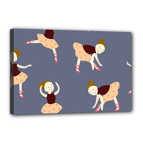 Cute  Pattern With  Dancing Ballerinas On The Blue Background Canvas 18  X 12  (stretched) by EvgeniiaBychkova