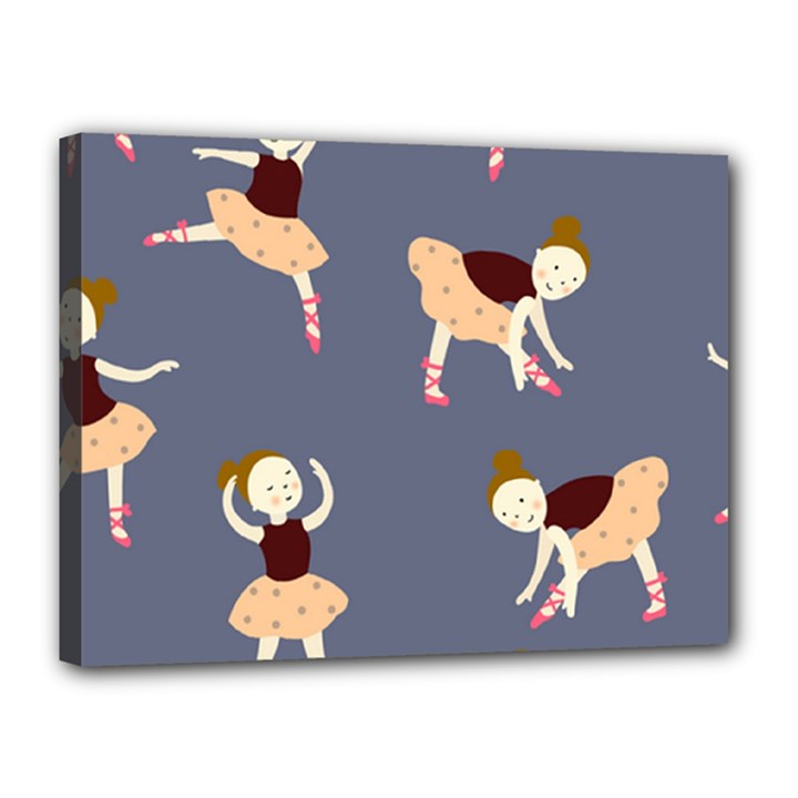 Cute  Pattern With  Dancing Ballerinas On The Blue Background Canvas 16  x 12  (Stretched)