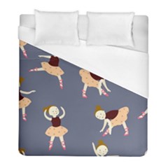 Cute  Pattern With  Dancing Ballerinas On The Blue Background Duvet Cover (full/ Double Size) by EvgeniiaBychkova