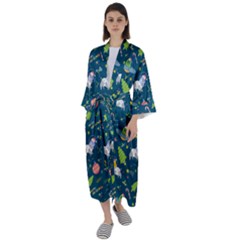 Space Christmas Space Christmas Maxi Satin Kimono by designsbymallika