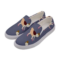 Cute  Pattern With  Dancing Ballerinas On The Blue Background Women s Canvas Slip Ons by EvgeniiaBychkova