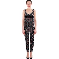Dark Seamless Gemoetric Print Mosaic One Piece Catsuit by dflcprintsclothing