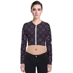 Dark Seamless Gemoetric Print Mosaic Long Sleeve Zip Up Bomber Jacket by dflcprintsclothing