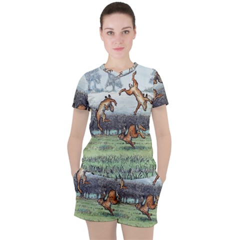 Happy Is The Hare At Morning - By Larenard Women s Tee And Shorts Set by LaRenard