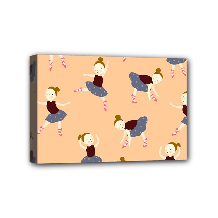 Cute  Pattern With  Dancing Ballerinas On Pink Background Mini Canvas 6  x 4  (Stretched)