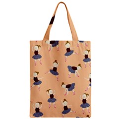 Cute  Pattern With  Dancing Ballerinas On Pink Background Zipper Classic Tote Bag by EvgeniiaBychkova