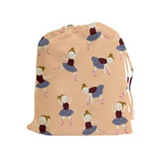 Cute  Pattern With  Dancing Ballerinas On Pink Background Drawstring Pouch (xl) by EvgeniiaBychkova