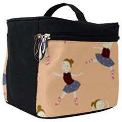 Cute  Pattern With  Dancing Ballerinas On Pink Background Make Up Travel Bag (big) by EvgeniiaBychkova