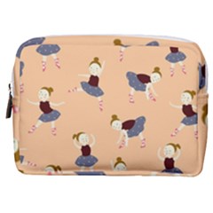 Cute  Pattern With  Dancing Ballerinas On Pink Background Make Up Pouch (medium)