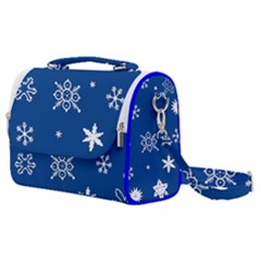 Christmas Seamless Pattern With White Snowflakes On The Blue Background Satchel Shoulder Bag by EvgeniiaBychkova