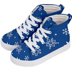 Christmas Seamless Pattern With White Snowflakes On The Blue Background Kids  Hi-top Skate Sneakers by EvgeniiaBychkova