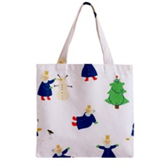 Funny  Winter Seamless Pattern With Little Princess And Her Christmas Zipper Grocery Tote Bag by EvgeniiaBychkova