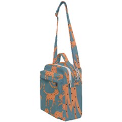 Vector Seamless Pattern With Cute Orange And  Cheetahs On The Blue Background  Tropical Animals Crossbody Day Bag