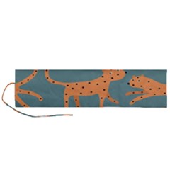 Vector Seamless Pattern With Cute Orange And  Cheetahs On The Blue Background  Tropical Animals Roll Up Canvas Pencil Holder (l) by EvgeniiaBychkova