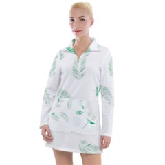 Flower Branch Corolla Wreath Vector Women s Long Sleeve Casual Dress