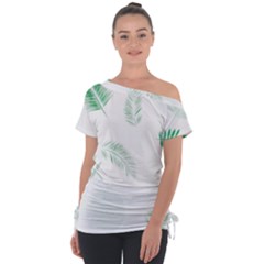 Flower Branch Corolla Wreath Vector Off Shoulder Tie-up Tee