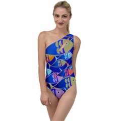 Sea Fish Illustrations To One Side Swimsuit