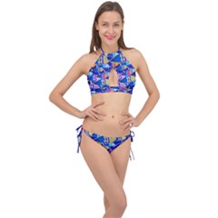 Sea Fish Illustrations Cross Front Halter Bikini Set