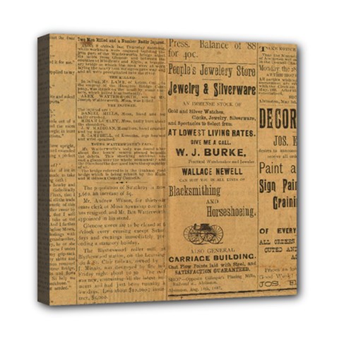 Antique Newspaper 1888 Mini Canvas 8  X 8  (stretched) by ArtsyWishy
