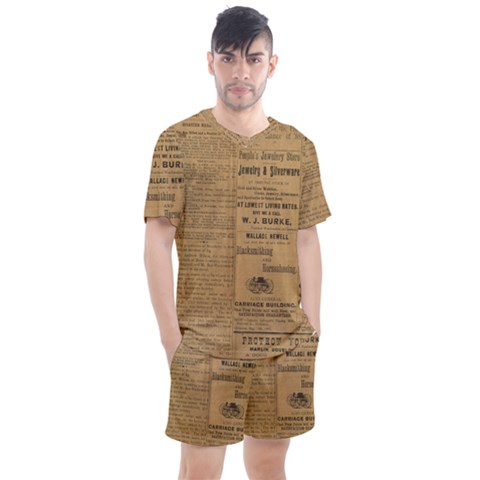 Antique Newspaper 1888 Men s Mesh Tee And Shorts Set by ArtsyWishy