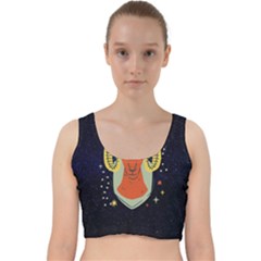 Zodiak Aries Horoscope Sign Star Velvet Racer Back Crop Top