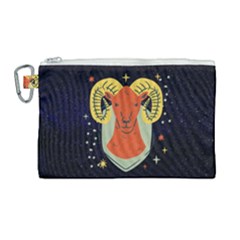 Zodiak Aries Horoscope Sign Star Canvas Cosmetic Bag (large)