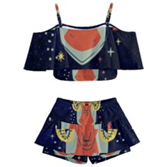 Zodiak Aries Horoscope Sign Star Kids  Off Shoulder Skirt Bikini