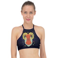 Zodiak Aries Horoscope Sign Star Racer Front Bikini Top
