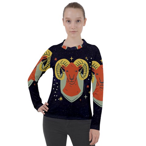 Zodiak Aries Horoscope Sign Star Women s Pique Long Sleeve Tee by Alisyart