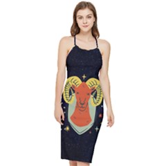 Zodiak Aries Horoscope Sign Star Bodycon Cross Back Summer Dress