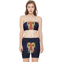 Zodiak Aries Horoscope Sign Star Stretch Shorts And Tube Top Set