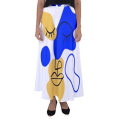 Evening Mood Face Drawing Flared Maxi Skirt by ArtsyWishy