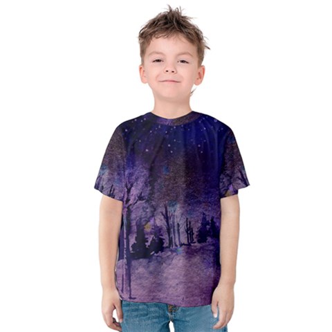 Winter Nights In The Forest Kids  Cotton Tee by ArtsyWishy