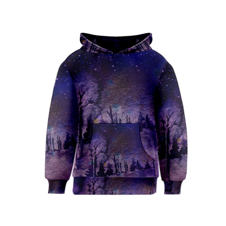 Winter Nights In The Forest Kids  Pullover Hoodie